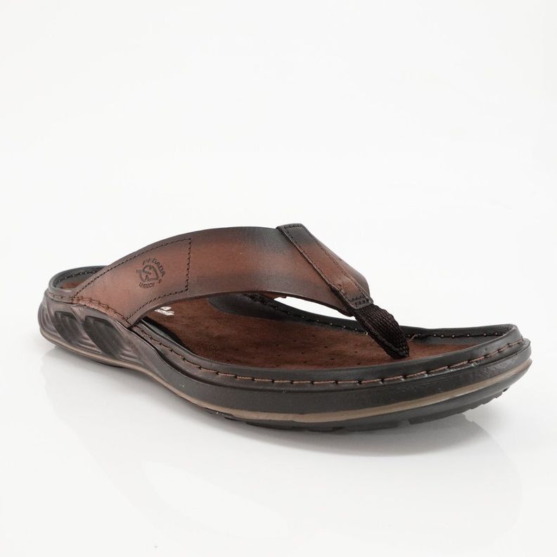 SANDALIAS OJOTAS PEGADA DE CUERO CAFÉ (HOMBRE) | 134103-02-1