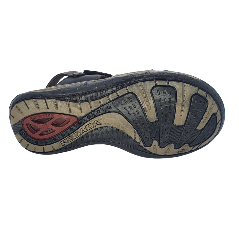 SANDALIAS CERRADAS PEGADA DE CUERO CAFÉ OSCURO (HOMBRE) | 1-4
