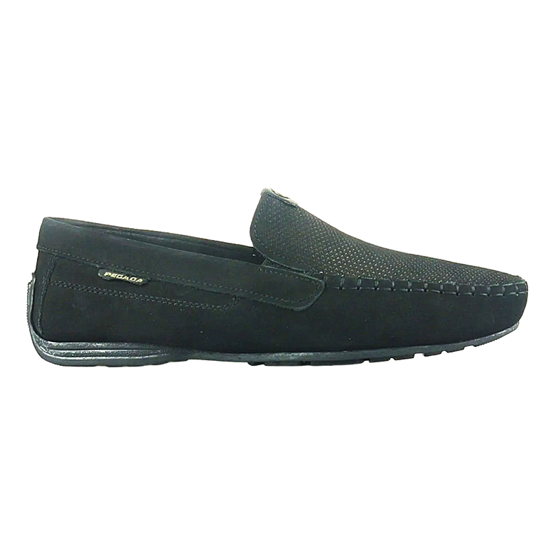 MOCASINES PEGADA CUERO NOBUCK NEGRO (HOMBRE) | 140741-08-0