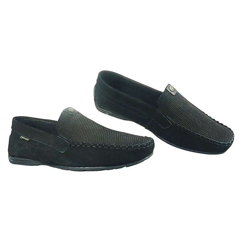 MOCASINES PEGADA CUERO NOBUCK NEGRO (HOMBRE) | 140741-08-1