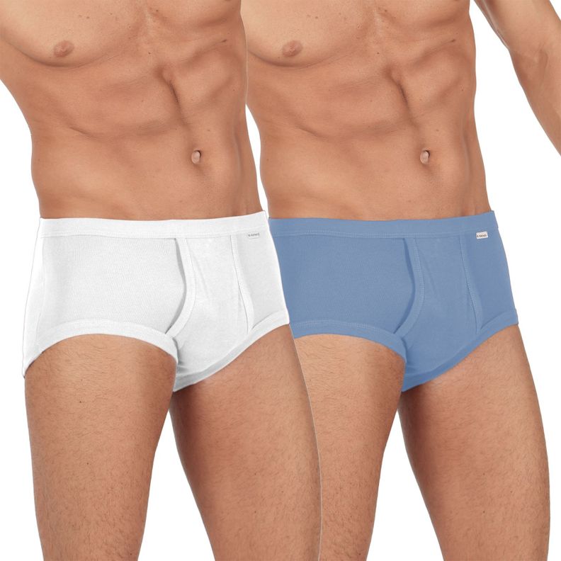 PACK DE 2 SLIP CLÁSICO RIB 100% ALGODÓN PEINADO - BLANCO/CELESTE-0