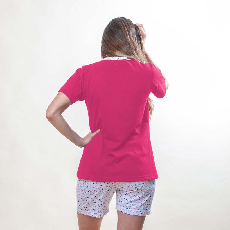 PIJAMA ALGODÓN CORTO MUJER CON ESTAMPADO -2