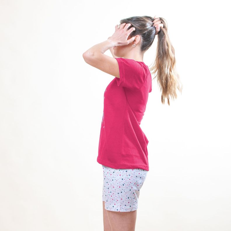 PIJAMA ALGODÓN CORTO MUJER CON ESTAMPADO -1