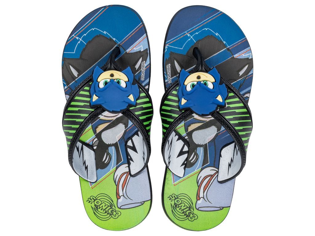 Sandalia Infantil Negro/Verde Sonic Way Ipanema
