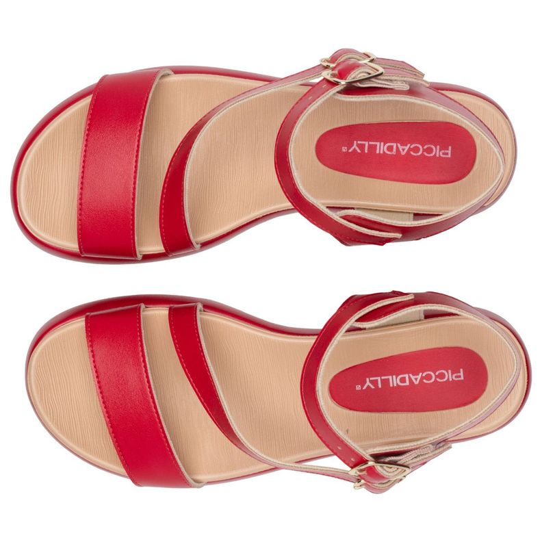 Sandalia Mujer Anabela Sol Rojo Piccadilly-1