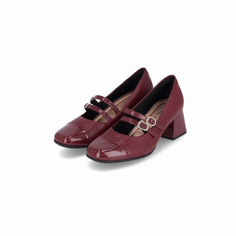 Zapato Mary Jane Mujer Vino/Charol Estela Piccadilly-2
