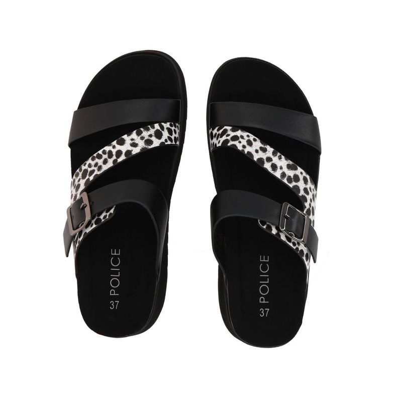 Sandalia Mujer Negro/Print Constanza Police-1