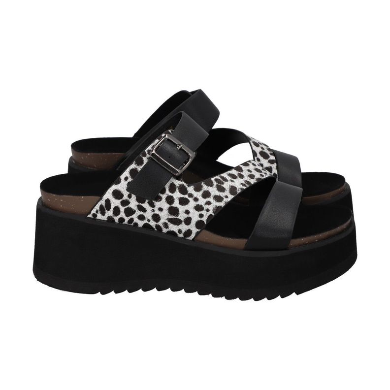 Sandalia Mujer Negro/Print Constanza Police-2