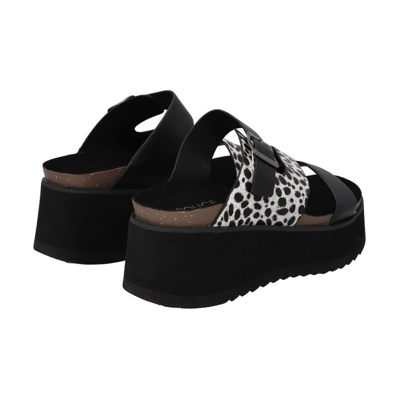 Sandalia Mujer Negro/Print Constanza Police-3
