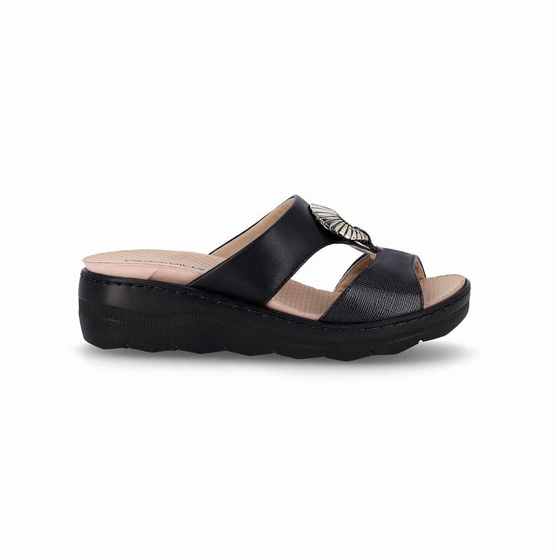 Sandalia Mujer Negro  Anabela/Hebilla SPA Piccadilly