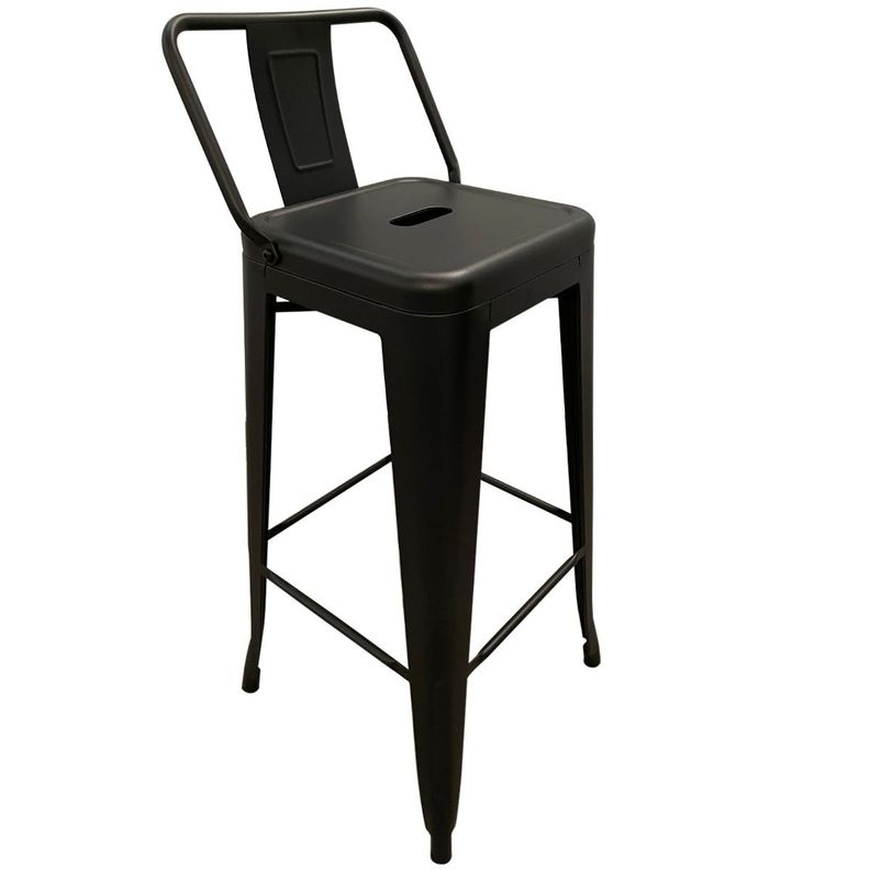 Piso Taburete Tolix Respaldo Bajo Negro Mate X4 (77h)-0