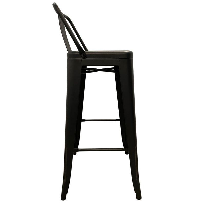 Piso Taburete Tolix Respaldo Bajo Negro Mate X4 (77h)-3