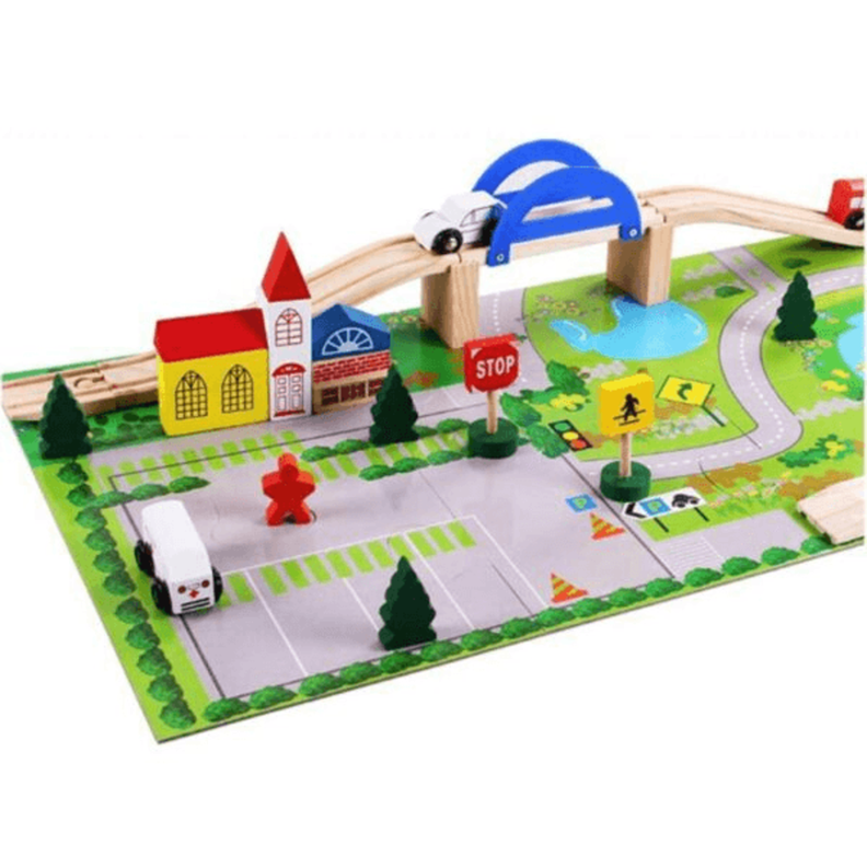 Tablero y Pista Con Puente De Madera Armable-2