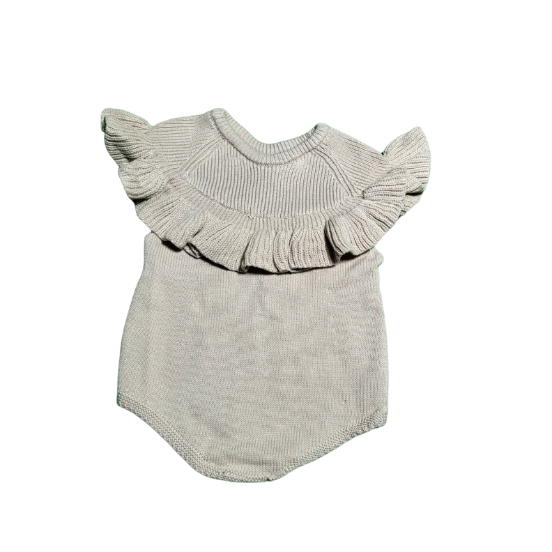 Body de algodón para bebé tejido a mano 73 cm Beige-1