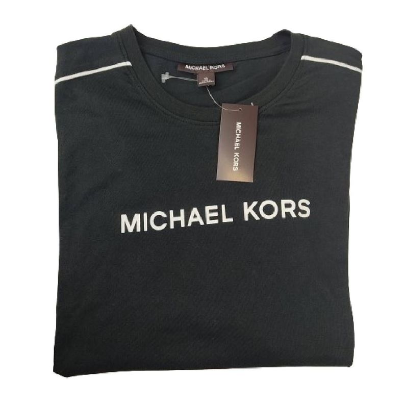 Polera MK Negra Cuello Redondo Letras Blancas Marca Talla Xl-2