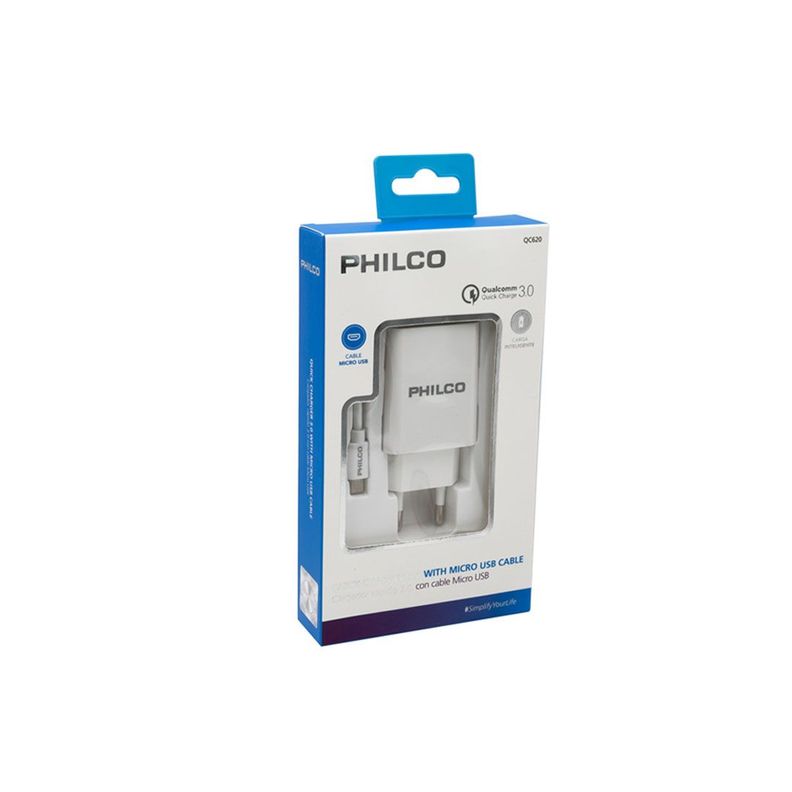 Cargador Philco USB Inteligente con Cable Micro USB-3