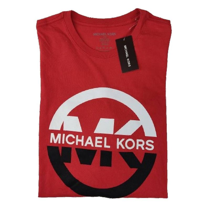 Polera MK Roja Cuello Redondo Letras Blancas/negras Talla L-2