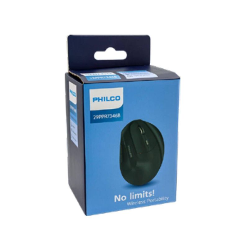 Mouse Inalambrico USB Vertical 6B 1600DPI Negro Philco Pro-2