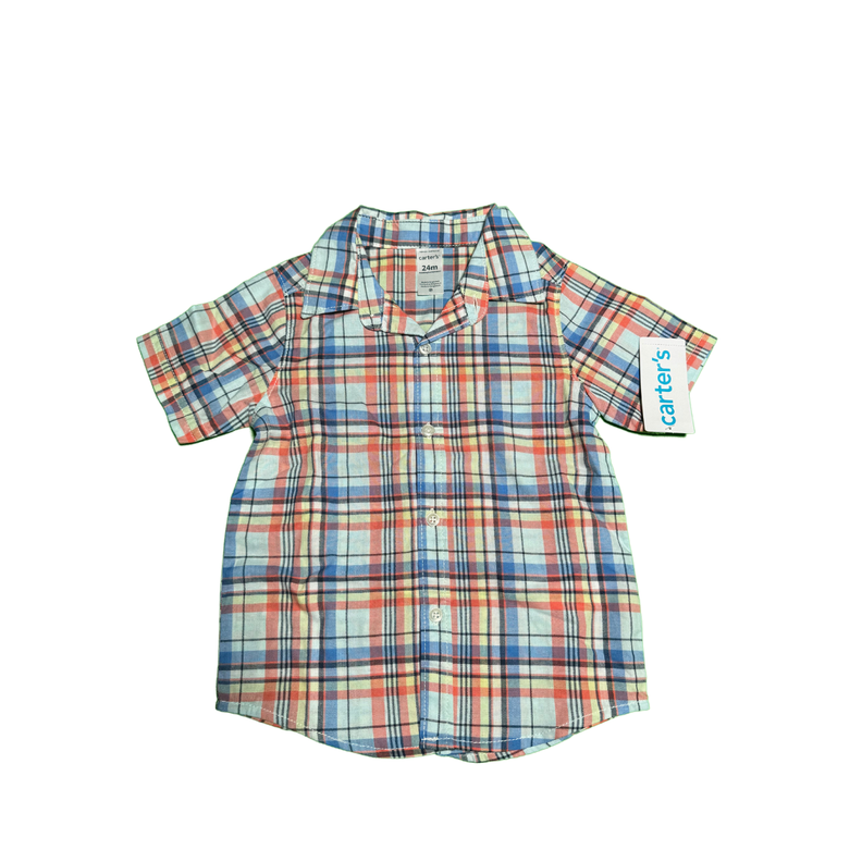 Conjunto Ñiño Carters 2 Piezas Azul Camisa Cuadros 24 Meses-1