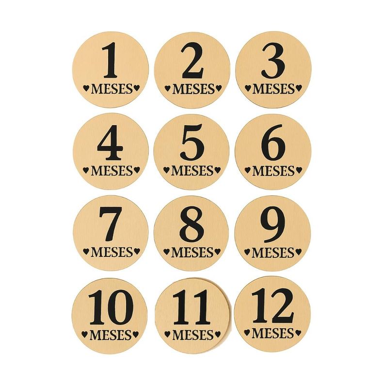 Tarjetas de Madera para Cumple mes Bebé 1 a 12 meses-0