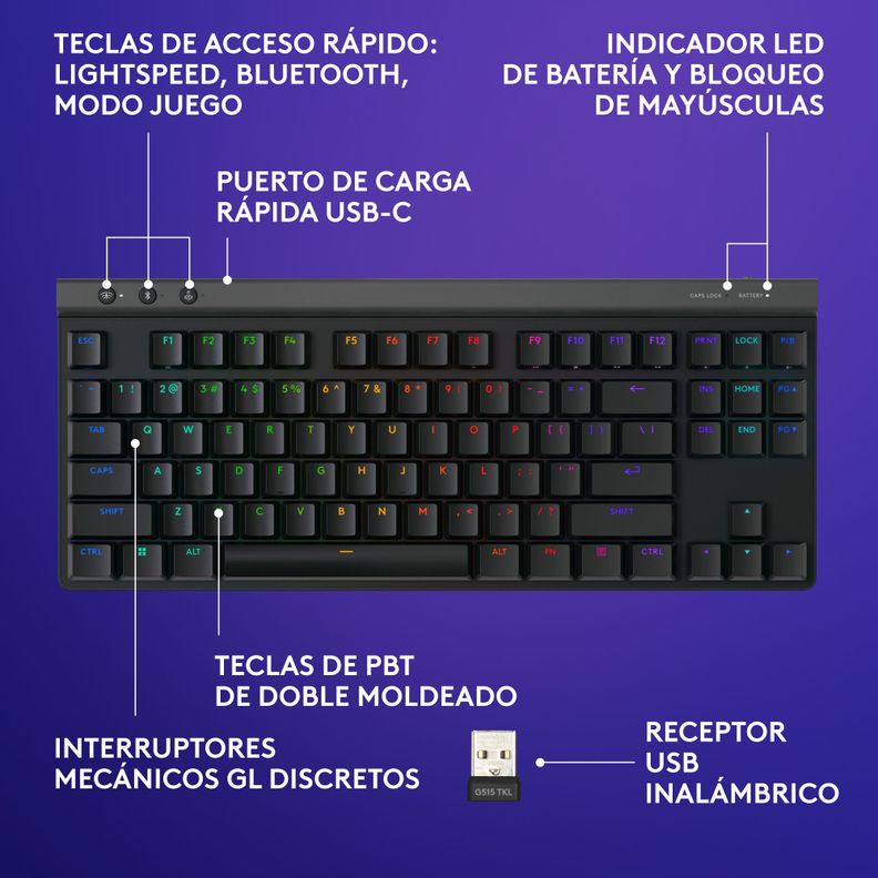 Teclado Logitech G G515 Tkl Black Lightspeed-2