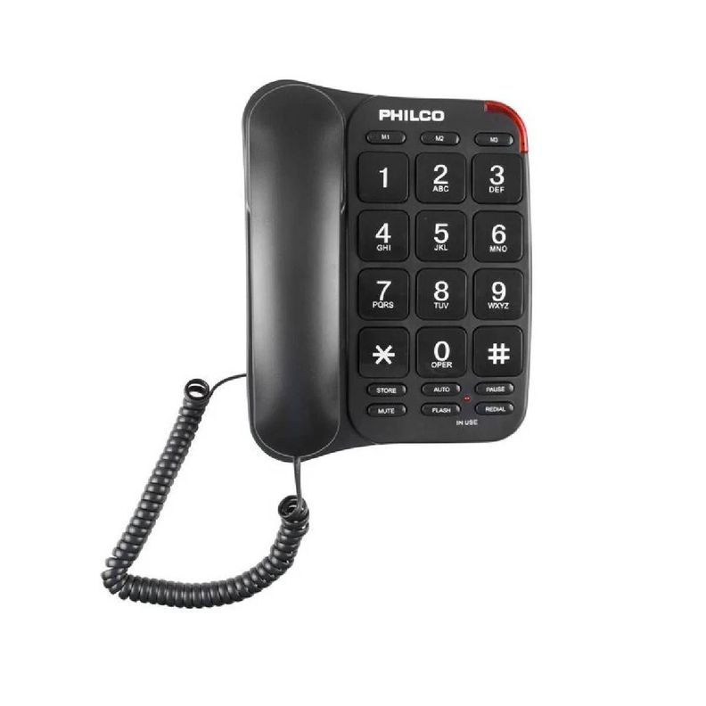 Teléfono Fijo Números Grandes Philco negro 180BK-0