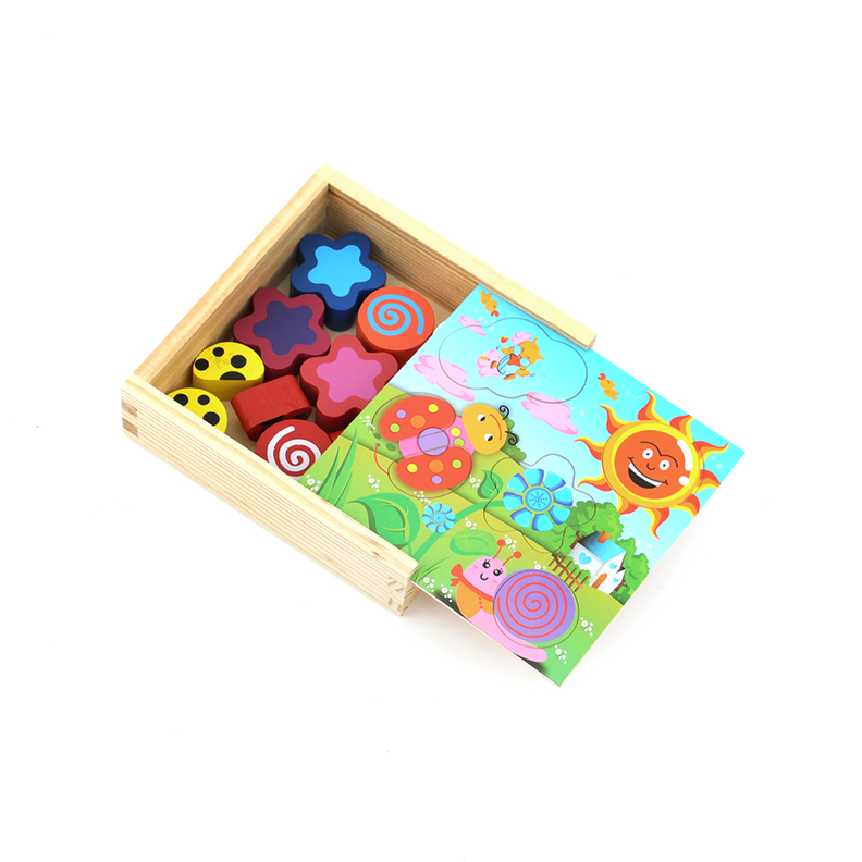 Caja y Figuras De Encaje De Madera-2