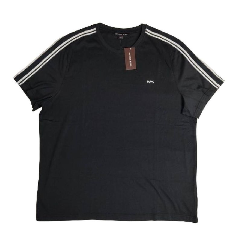 Polera MK Negra Cuello Redondo Lineas Blancas Talla Xl-0