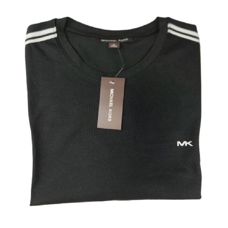 Polera MK Negra Cuello Redondo Lineas Blancas Talla Xl-2