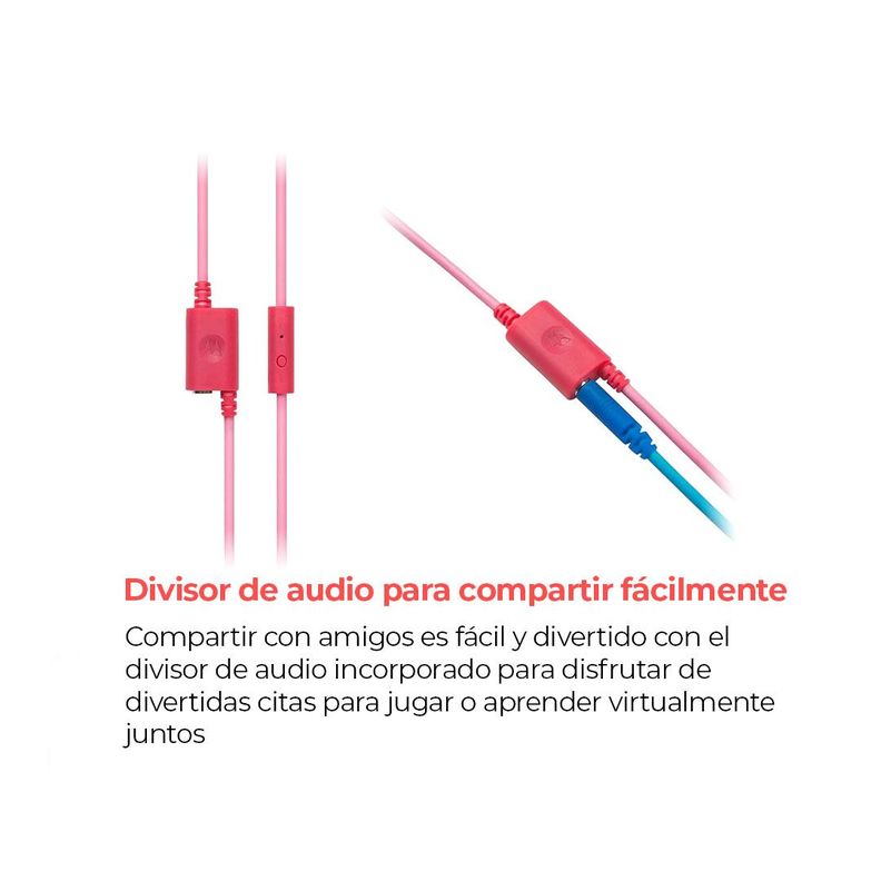 Audífonos Motorola JR 200 Rosado Over-Ear con Cable-2