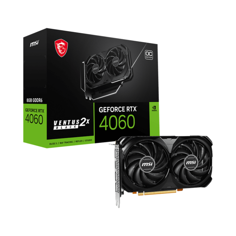 Tarjeta de Video MSI RTX 4060 Ventus 2X Black 8G OC-0