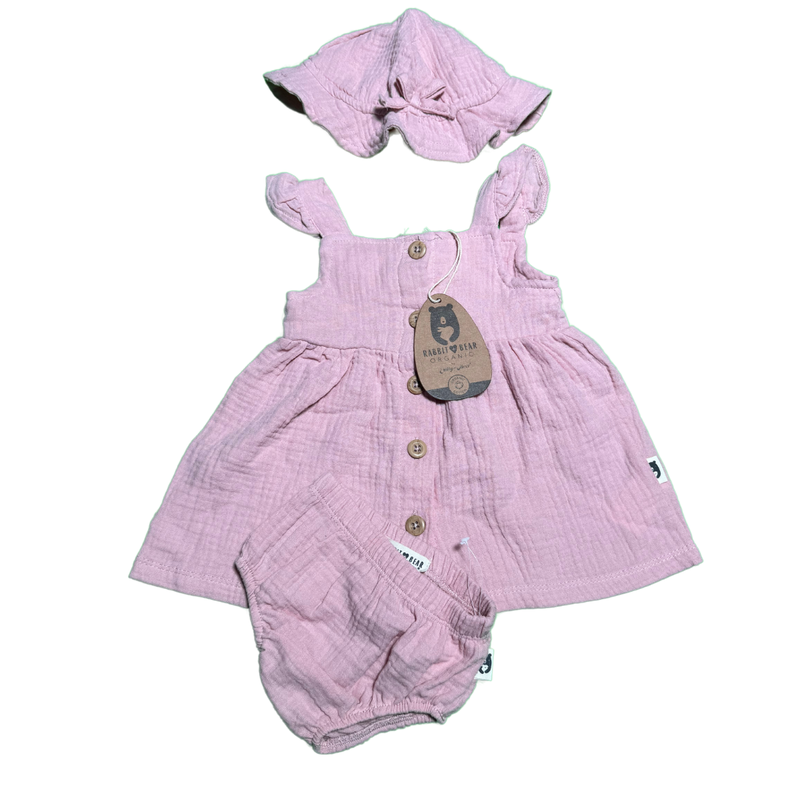 Conjunto Rabbit + Bear 3 Piezas Color Rosa 3-6 meses