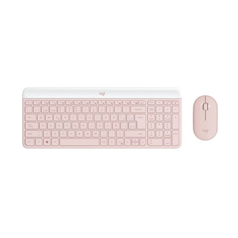 Kit Teclado y Mouse Logitech MK470 Rosa Slim Inalambrico-0