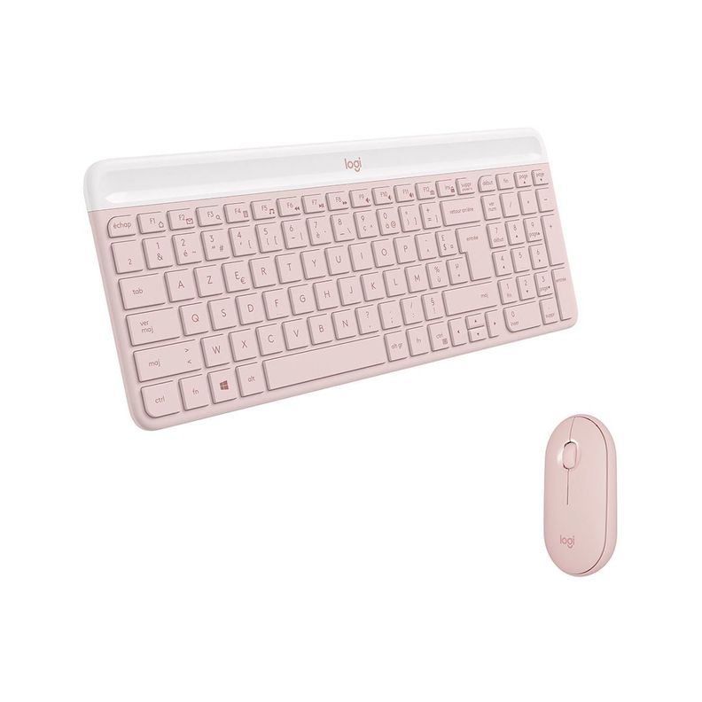 Kit Teclado y Mouse Logitech MK470 Rosa Slim Inalambrico-1