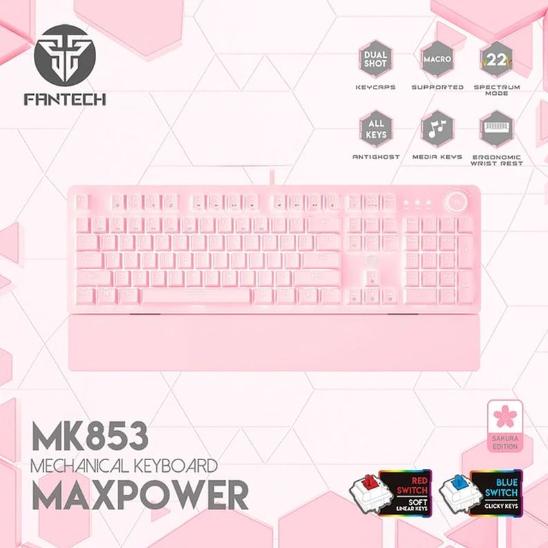Teclado Gamer Fantech Maxpower MK853 SAKURA SW Red ESPAÑOL-2