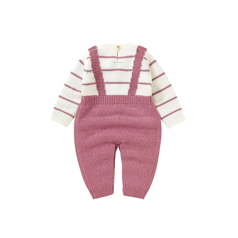 Bebé Body de color rosado combinado patrón de rayas 73 cm-1