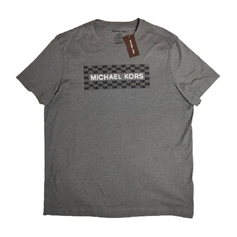Polera MK Gris Cuello Redondo Con Letras Blancas Mk Talla L-0