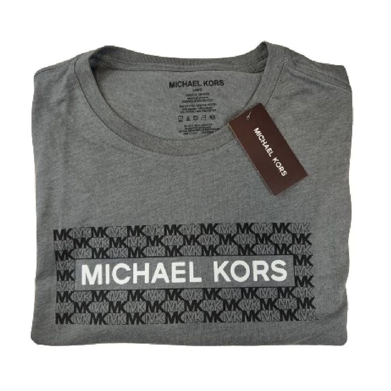 Polera MK Gris Cuello Redondo Con Letras Blancas Mk Talla L-2