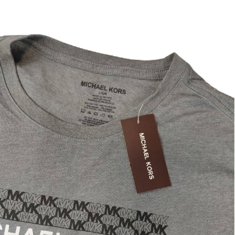 Polera MK Gris Cuello Redondo Con Letras Blancas Mk Talla L-3