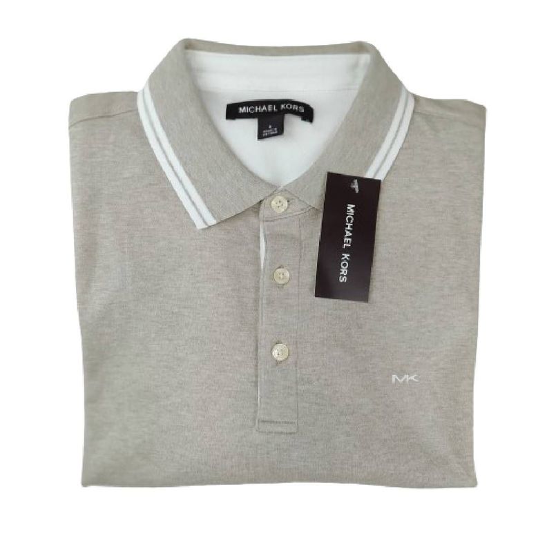 Polera MK Beige Con Cuello Linea Blanca Talla S-2