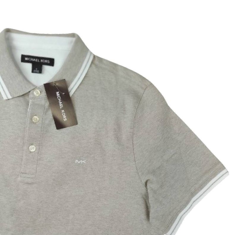 Polera MK Beige Con Cuello Linea Blanca Talla S-4