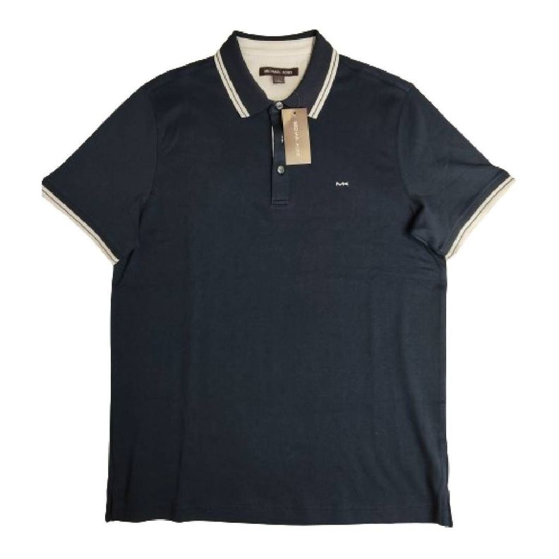 Polera MK Azul Marino Con Cuello Linea Blanca Talla L-1