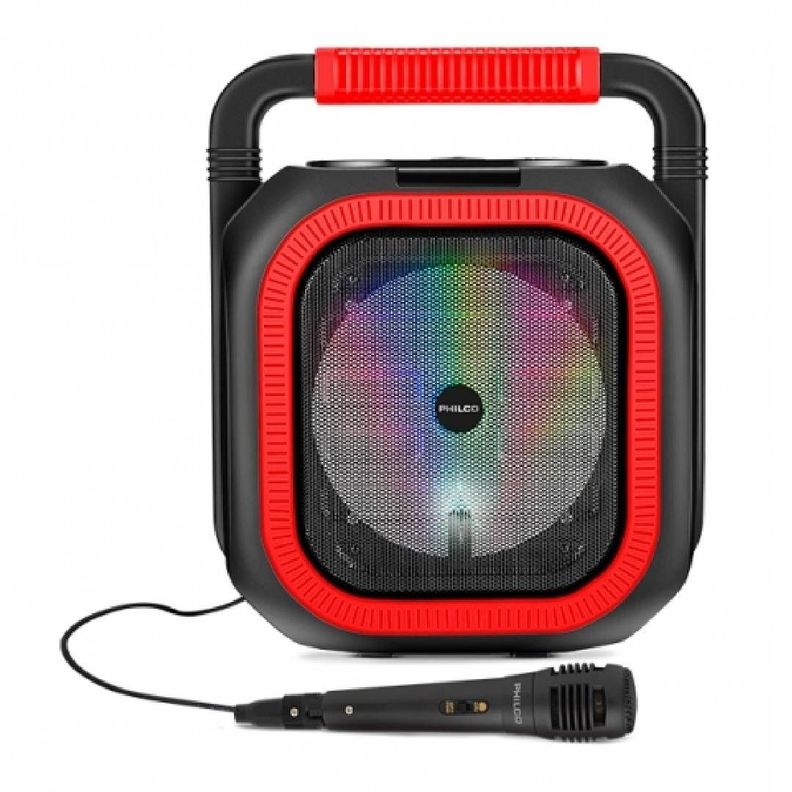 Parlante de Karaoke Philco 765RD 6.5 TWS, Luces RGB, Rojo-0