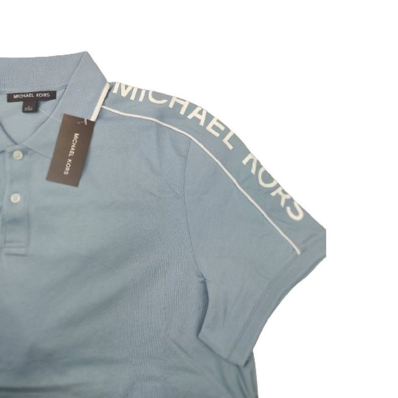 Polera MK Celeste Con Cuello Linea Blanca Talla Xl-3