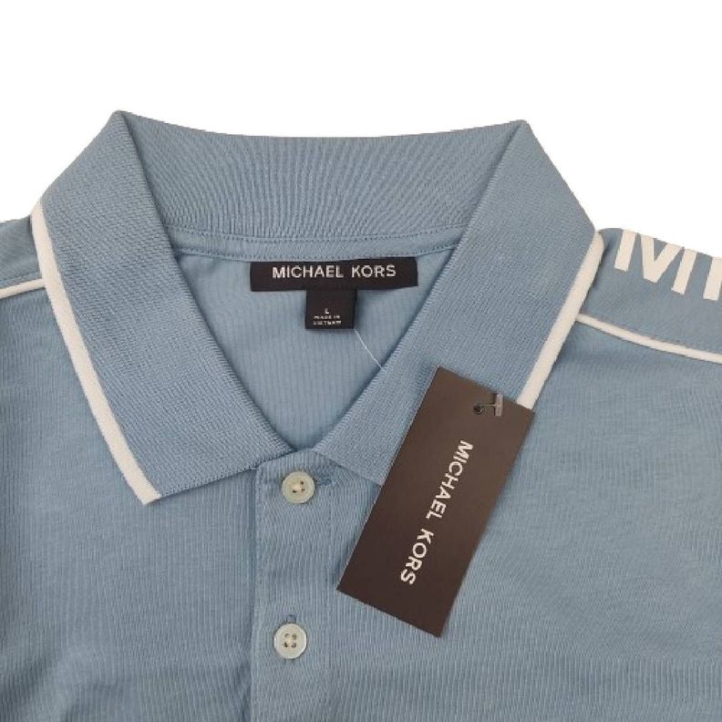 Polera MK Celeste Con Cuello Linea Blanca Talla Xl-4
