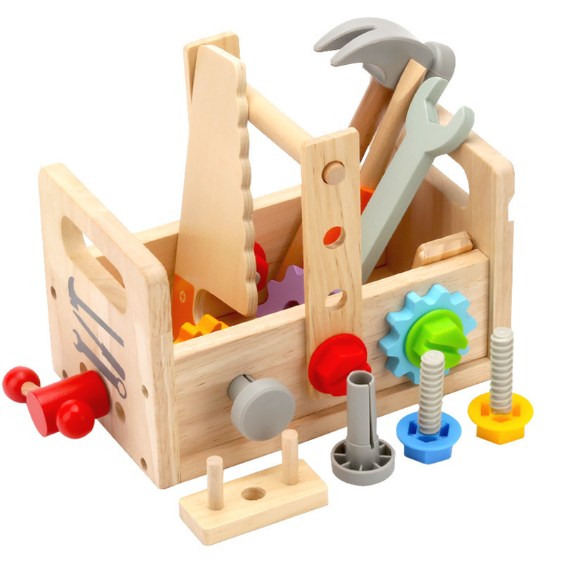 Caja de Herramientas Portatil de Madera Para Niños-0