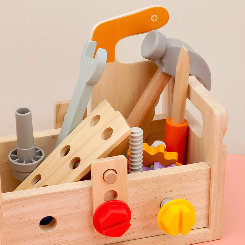 Caja de Herramientas Portatil de Madera Para Niños-1