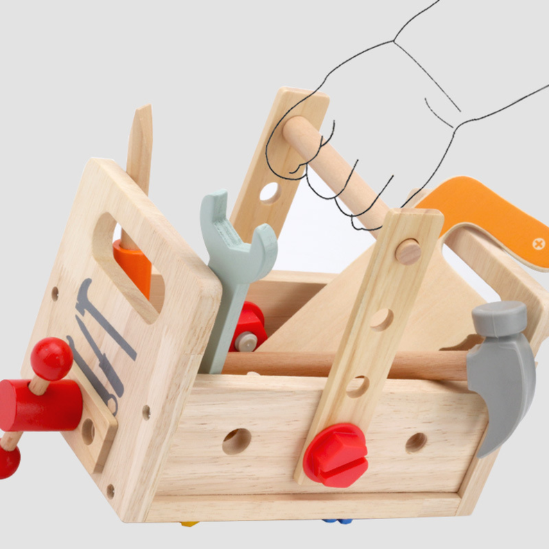 Caja de Herramientas Portatil de Madera Para Niños-2