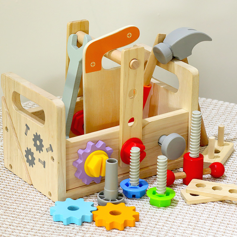 Caja de Herramientas Portatil de Madera Para Niños-3