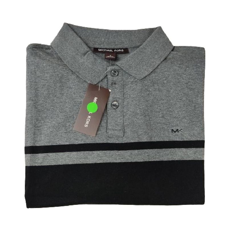 Polera MK Gris Oscuro/negro Con Cuello Talla M-2